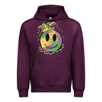 Mauve Wine smiley face mardi gras Urban Hoodie - MaliasSmallBusiness
