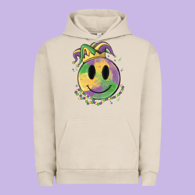 Smiley Face Mardi Gras Urban Hoodie Designed By Maliassmallbusiness