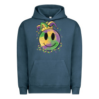 Pigment Midnight Navy smiley face mardi gras Urban Hoodie - MaliasSmallBusiness