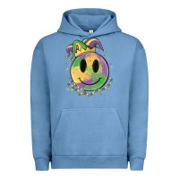 Pigment Pebble Blue smiley face mardi gras Urban Hoodie - MaliasSmallBusiness