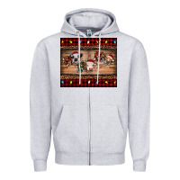 Heather Grey hohoho christmas cows Zipper Hoodie - RanaPortraitStore