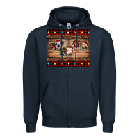 Navy hohoho christmas cows Zipper Hoodie - RanaPortraitStore
