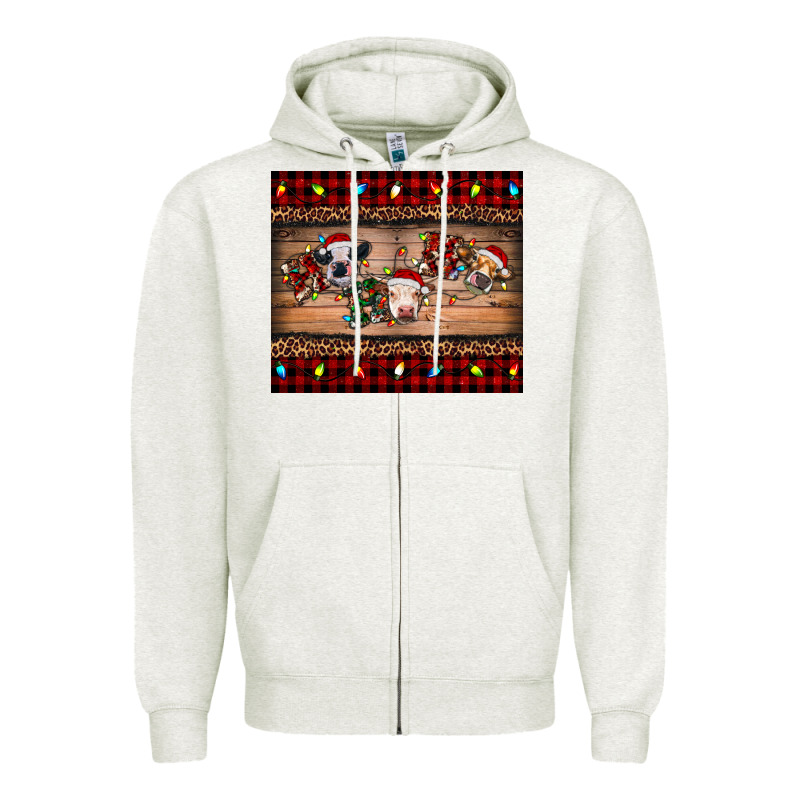 Hohoho Christmas Cows Zipper Hoodie by RanaPortraitStore | Teevron