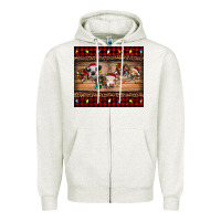 Oatmeal Heather hohoho christmas cows Zipper Hoodie - RanaPortraitStore