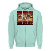 Seafoam hohoho christmas cows Zipper Hoodie - RanaPortraitStore