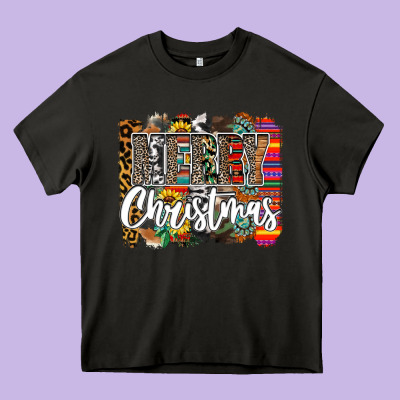 Western Merry Christmas Heavy Core Tee Designed By Cowhidedigitalart