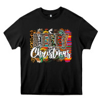 Black Western Merry Christmas Heavy Core Tee - CowhideDigitalArt