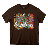 Chocolate Brown Western Merry Christmas Heavy Core Tee - CowhideDigitalArt