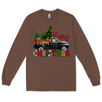 Chestnut merry christmas with black truck Long Sleeve Tee - Zillion Design Studio