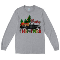 Heather Grey merry christmas with black truck Long Sleeve Tee - Zillion Design Studio