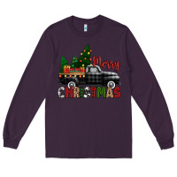 Plum merry christmas with black truck Long Sleeve Tee - Zillion Design Studio