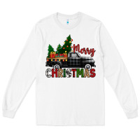 White merry christmas with black truck Long Sleeve Tee - Zillion Design Studio