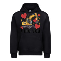 Black i dig you valentines excavator Urban Hoodie - MaliasSmallBusiness