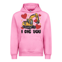 Fuchsia Pink i dig you valentines excavator Urban Hoodie - MaliasSmallBusiness