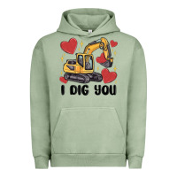 Pigment Oil Green i dig you valentines excavator Urban Hoodie - MaliasSmallBusiness