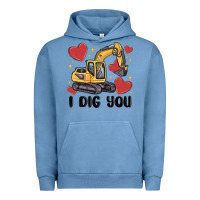 Pigment Pebble Blue i dig you valentines excavator Urban Hoodie - MaliasSmallBusiness