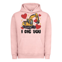 Pigment Salmon i dig you valentines excavator Urban Hoodie - MaliasSmallBusiness
