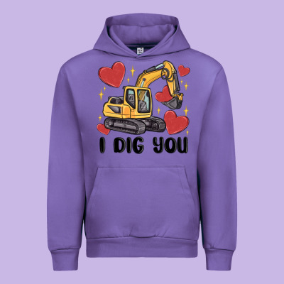 I Dig You Valentines Excavator Urban Hoodie Designed By Maliassmallbusiness