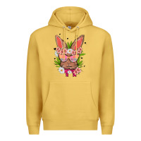 Antique Gold bunny with floral Premium Hoodie - MaliasSmallBusiness