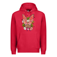 Cardinal bunny with floral Premium Hoodie - MaliasSmallBusiness