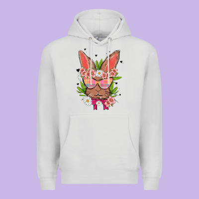 Bunny With Floral Premium Hoodie Designed By Maliassmallbusiness