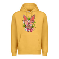 Mustard bunny with floral Premium Hoodie - MaliasSmallBusiness