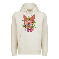 Oatmeal Heather bunny with floral Premium Hoodie - MaliasSmallBusiness