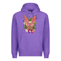 Purple bunny with floral Premium Hoodie - MaliasSmallBusiness