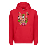 Red bunny with floral Premium Hoodie - MaliasSmallBusiness
