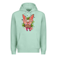 Seafoam bunny with floral Premium Hoodie - MaliasSmallBusiness