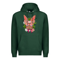 Sports Green bunny with floral Premium Hoodie - MaliasSmallBusiness