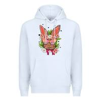 White bunny with floral Premium Hoodie - MaliasSmallBusiness