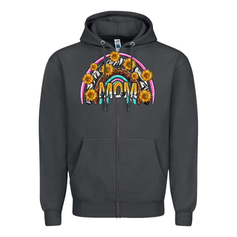 Mom With Sunflower Rainbow Mothers Day Zipper Hoodie by texasbilliewilder | Teevron