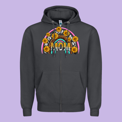 Mom With Sunflower Rainbow Mothers Day Zipper Hoodie Designed By Texasbilliewilder