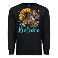 Black believe leopard cross sunflower butterfly Premium Sweatshirt - JahusDesignShop