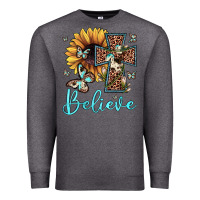 Charcoal Heather believe leopard cross sunflower butterfly Premium Sweatshirt - JahusDesignShop
