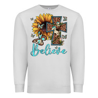Dove Grey believe leopard cross sunflower butterfly Premium Sweatshirt - JahusDesignShop