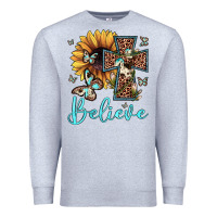 Heather Grey believe leopard cross sunflower butterfly Premium Sweatshirt - JahusDesignShop