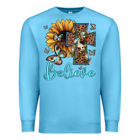 Ocean Blue believe leopard cross sunflower butterfly Premium Sweatshirt - JahusDesignShop