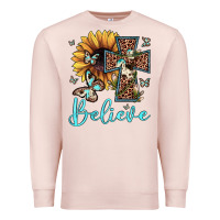 Pale Pink believe leopard cross sunflower butterfly Premium Sweatshirt - JahusDesignShop