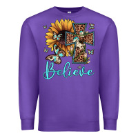 Purple believe leopard cross sunflower butterfly Premium Sweatshirt - JahusDesignShop