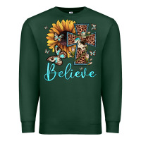 Sports Green believe leopard cross sunflower butterfly Premium Sweatshirt - JahusDesignShop