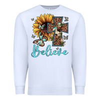 White believe leopard cross sunflower butterfly Premium Sweatshirt - JahusDesignShop