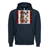 Navy ho ho ho christmas cow Zipper Hoodie - RanaPortraitStore