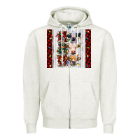 Oatmeal Heather ho ho ho christmas cow Zipper Hoodie - RanaPortraitStore