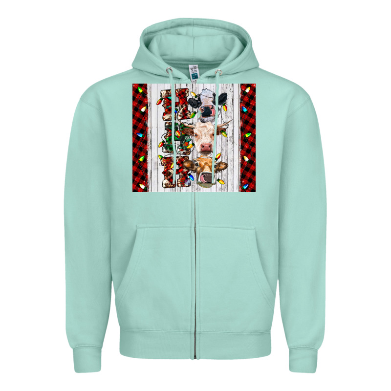 Ho Ho Ho Christmas Cow Zipper Hoodie by RanaPortraitStore | Teevron