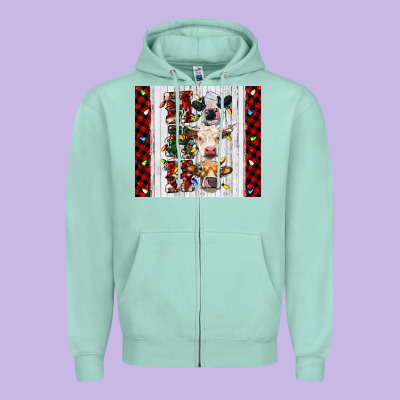 Ho Ho Ho Christmas Cow Zipper Hoodie Designed By Ranaportraitstore