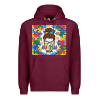 Burgundy autism mom Premium Hoodie - MaliasSmallBusiness