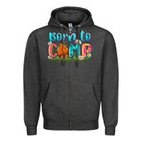 Charcoal Heather born to camp Zipper Hoodie - Zillion Design Studio