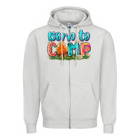 Dove Grey born to camp Zipper Hoodie - Zillion Design Studio